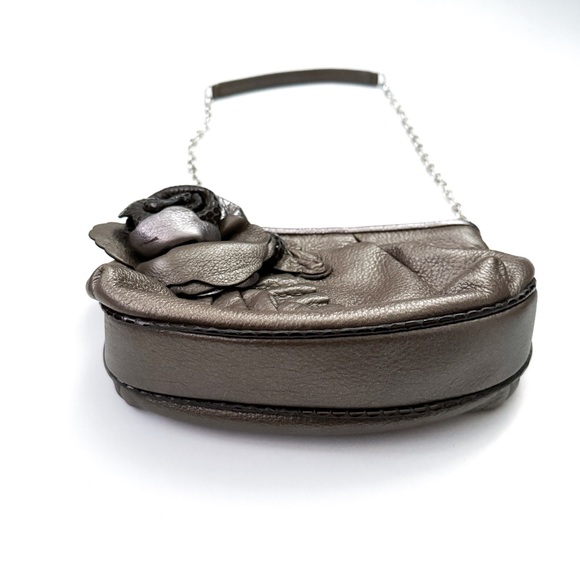 Brighton Rhapsody Pouch Silver Leather Rose Chain Mini Shoulder Bag - Picture 3 of 7